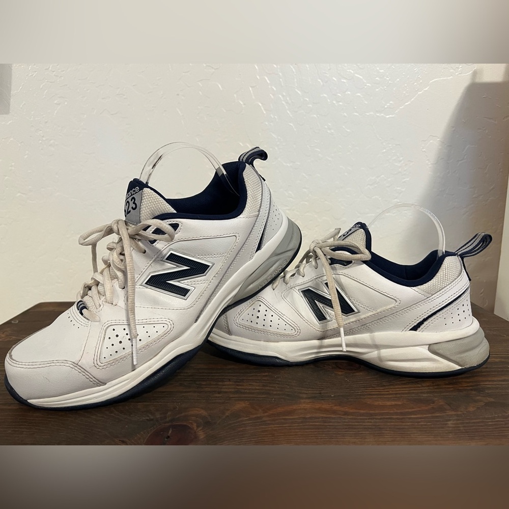 New Balance White and Navy Athletic Shoes